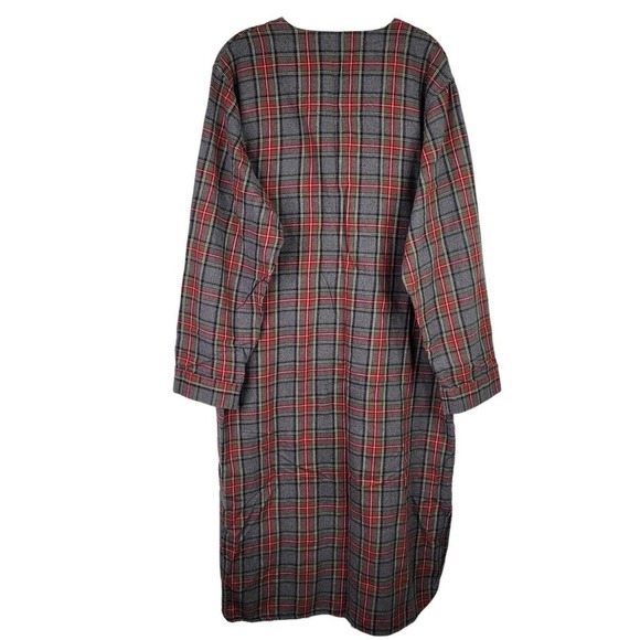 Vintage LL Bean Night Shirt Adult Medium Red Plaid Sleep Gown Flannel Mens PJs - Picture 3 of 10